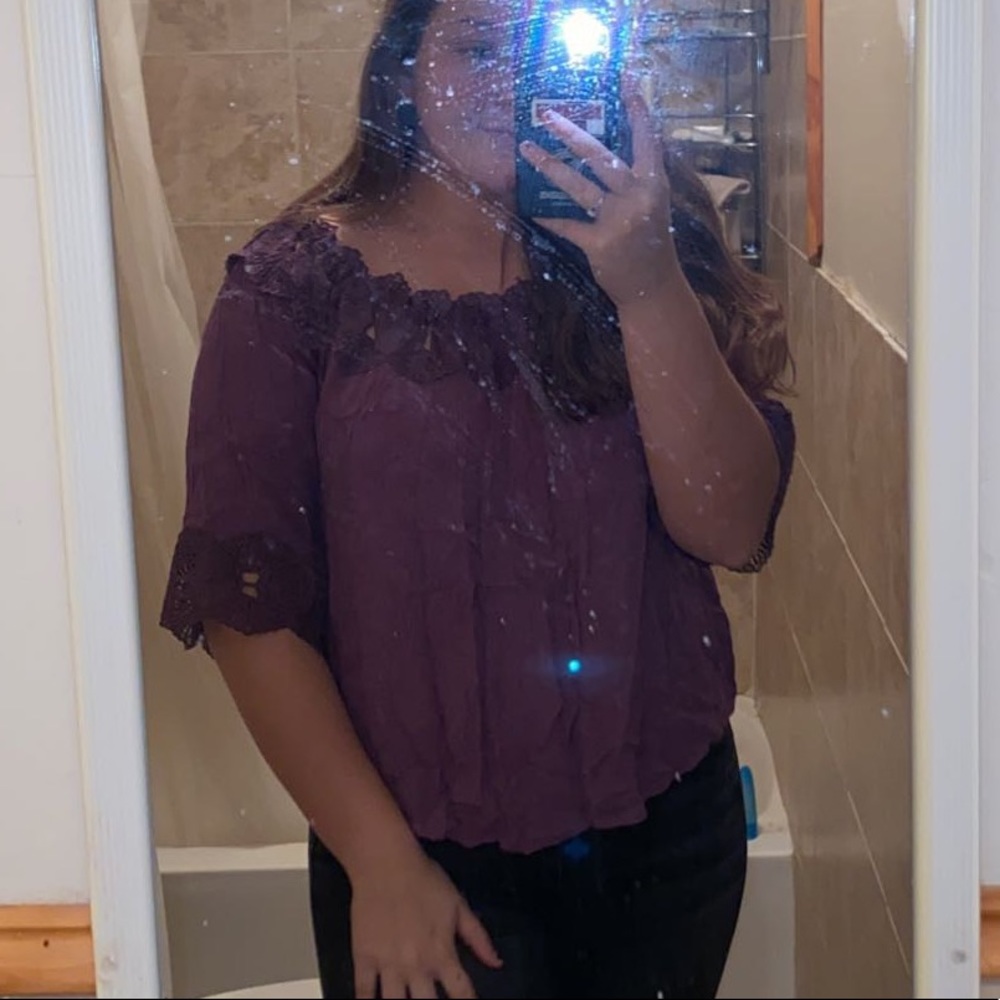 Purple Off the shoulder shirt